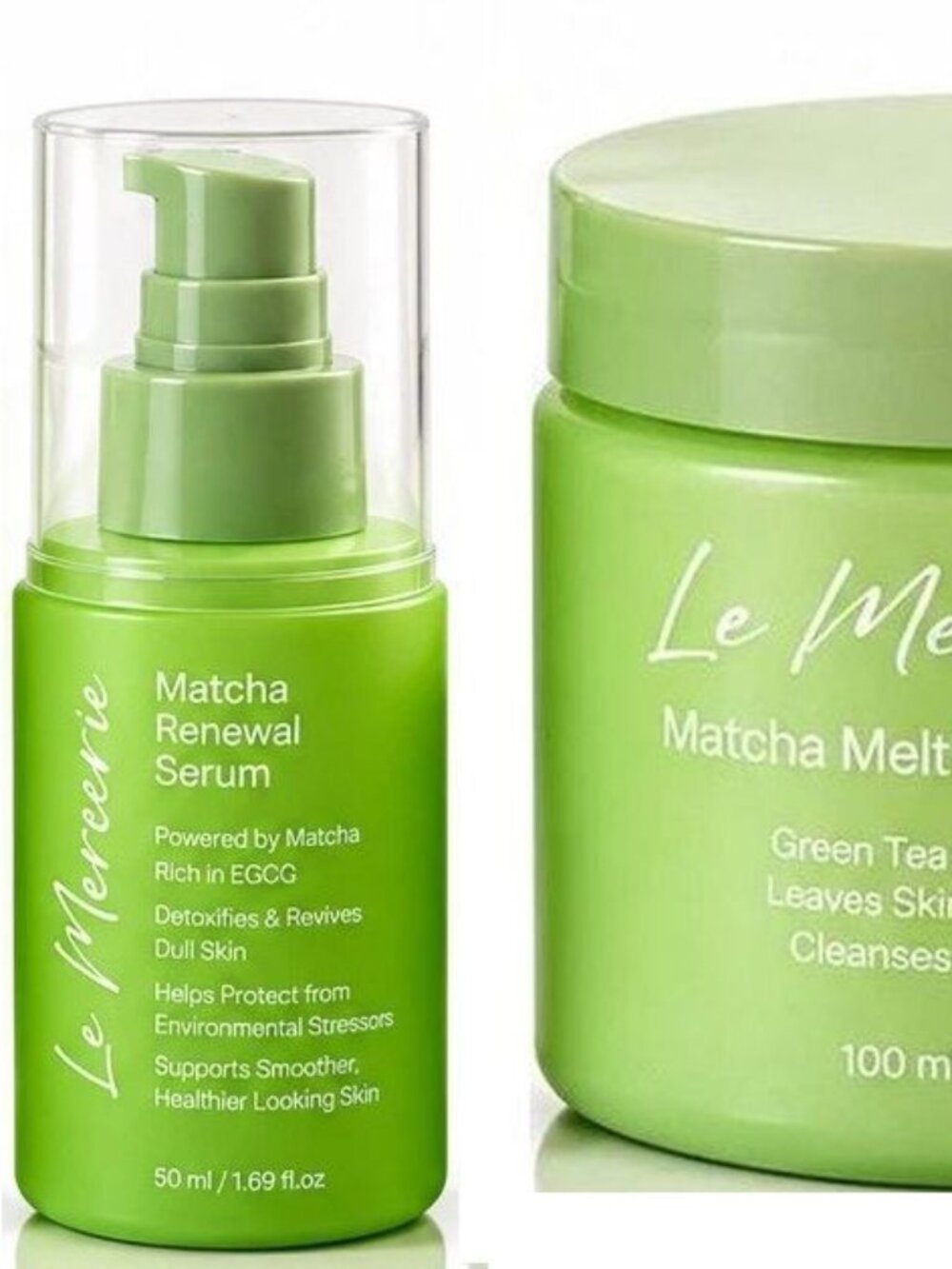 Le Mercerie Matcha Melt Cleansing Balm & Matcha Renewal Serum Skincare Set